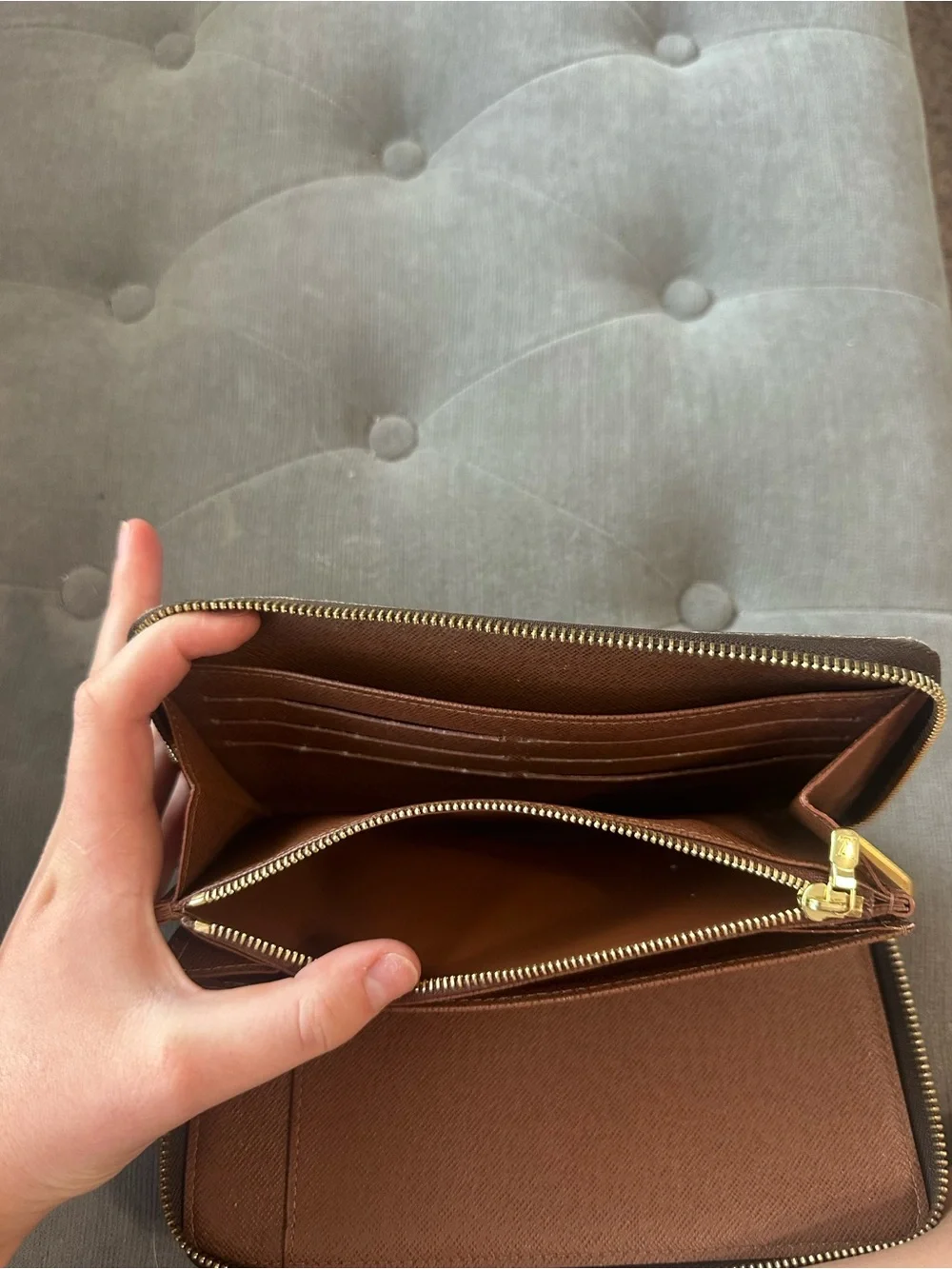 Louis Vuitton Monogram Canvas Zip Wallet in Brown and Gold